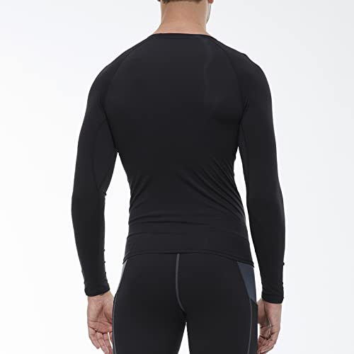 SPVISE Black Compression Shirt Men Long Sleeve Rash Guard Athletic Undershirt Gear T Shirt for Running Football Basketball - Image 3