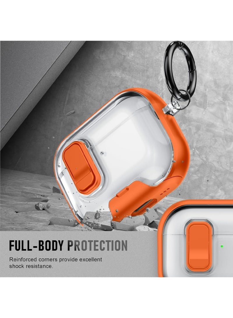 إكس ليفيل حقيبة AirPods Pro 3 (2025) مع حامل الهاتف وملحقات التنظيف، غطاء سيليكون ناعم لطيف لحقيبة AirPods Pro الجيل الثالث مع حامل مفاتيح للرجال والنساء، حقيبة AirPods Pro (2025) باللون البرتقالي. - Image 5