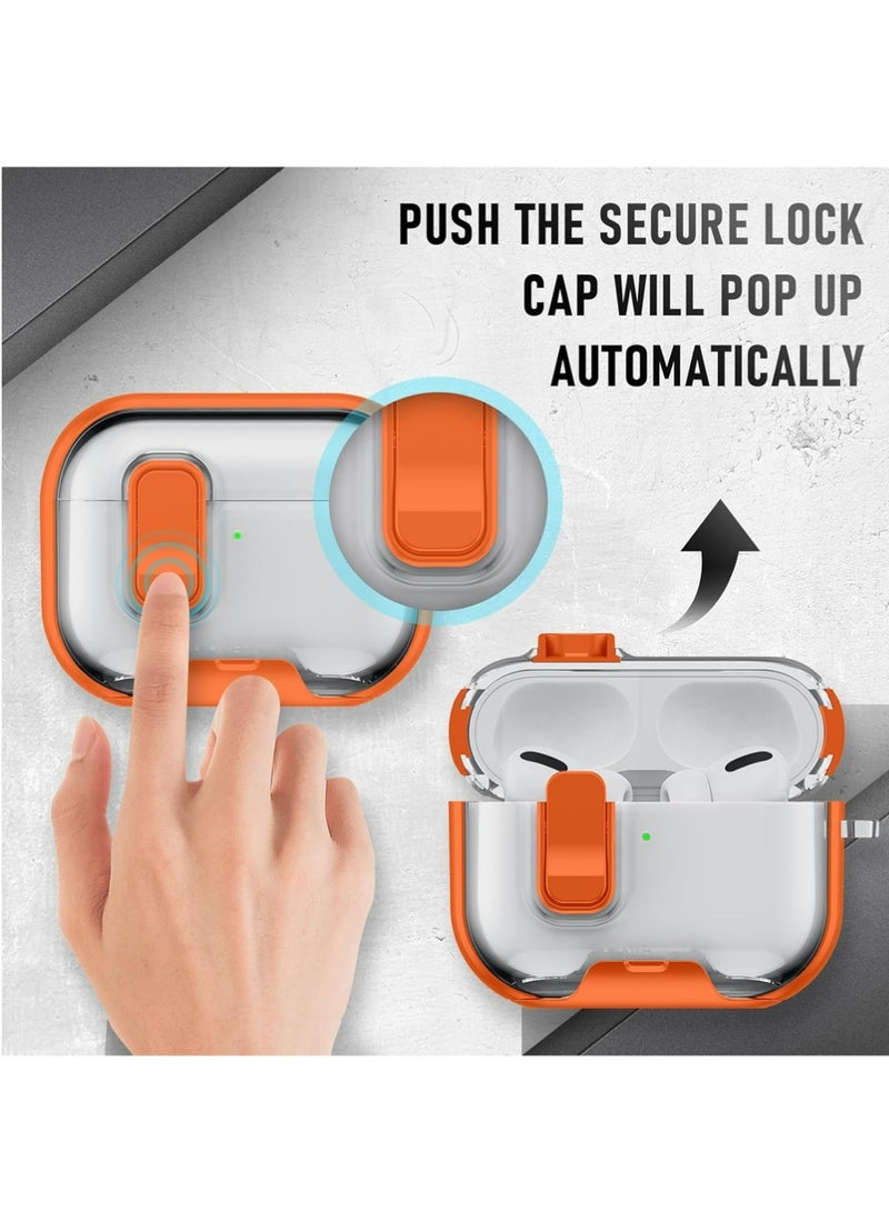 إكس ليفيل حقيبة AirPods Pro 3 (2025) مع حامل الهاتف وملحقات التنظيف، غطاء سيليكون ناعم لطيف لحقيبة AirPods Pro الجيل الثالث مع حامل مفاتيح للرجال والنساء، حقيبة AirPods Pro (2025) باللون البرتقالي. - Image 3