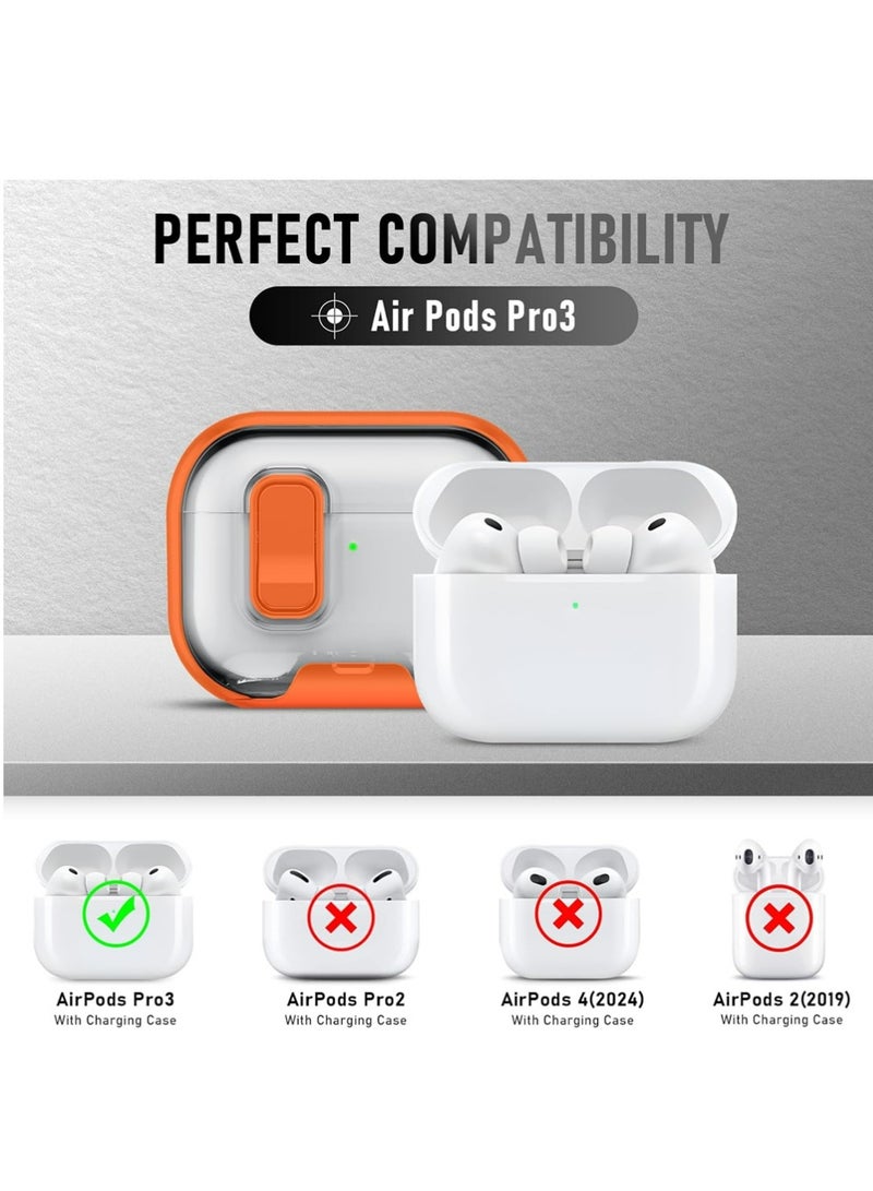 إكس ليفيل حقيبة AirPods Pro 3 (2025) مع حامل الهاتف وملحقات التنظيف، غطاء سيليكون ناعم لطيف لحقيبة AirPods Pro الجيل الثالث مع حامل مفاتيح للرجال والنساء، حقيبة AirPods Pro (2025) باللون البرتقالي. - Image 2