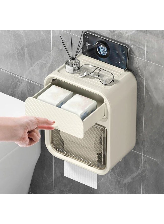 4 in 1 Tissue Box Organizer Toilet Tissue Holder + Tissue Box Holder + Shelf + Mobile Holder + Organizer Drawer - Image 2