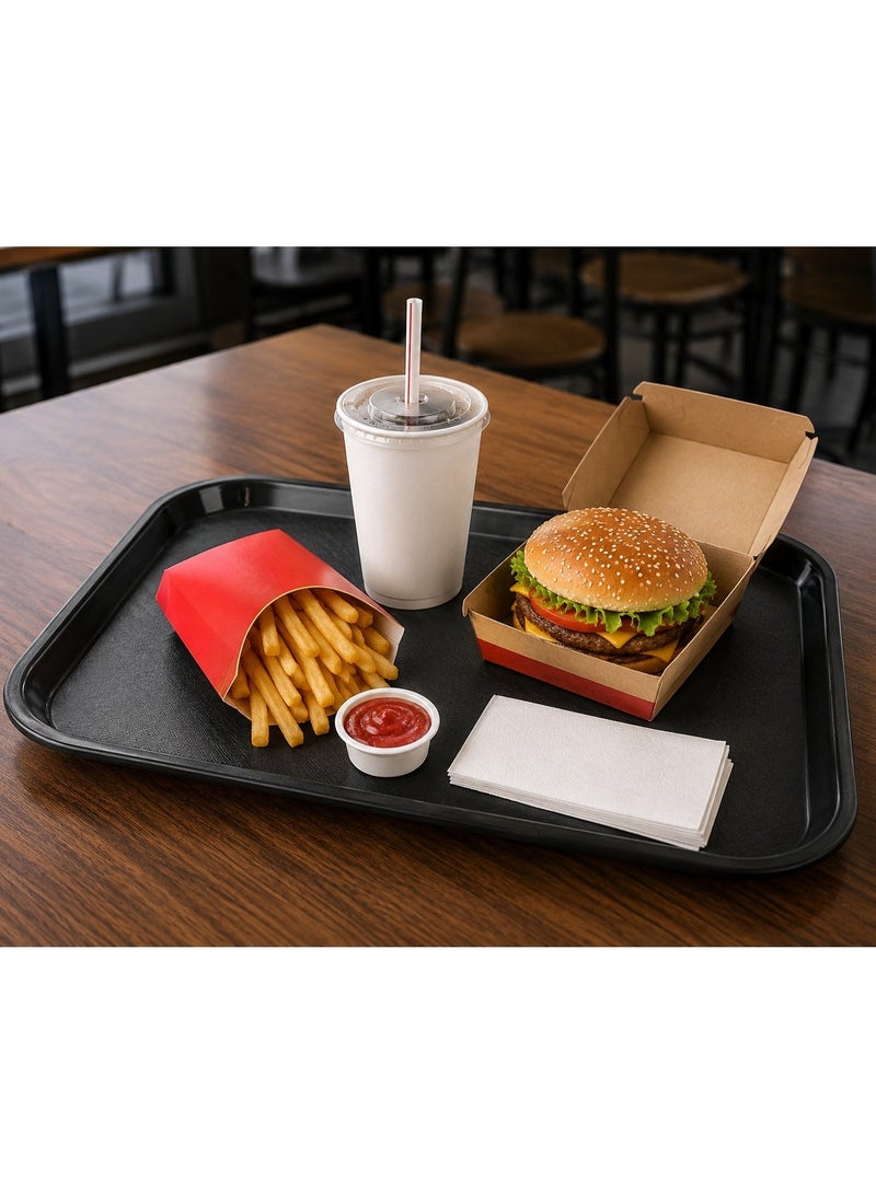 B&S BRIGHTSTONE B&S Rectangular Shape Plastic Fast Food Tray | Durable Serving Tray for Restaurants, Cafes & Food Courts, Black - Image 2