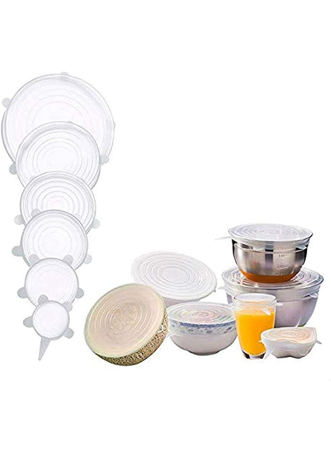Pack Of 6 Silicone Stretch Suction Lids Multi Size 