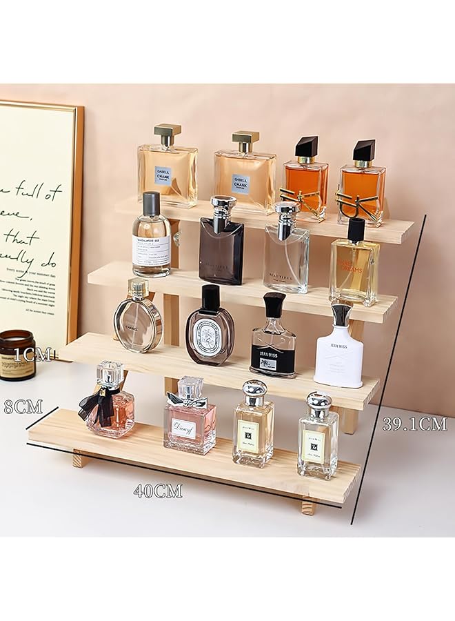 erorex 4 Tier Wooden Display Riser Step Perfume Organizer Versatile Display Stand Shelf For Fragrance Skincare Figurine Dessert Use For Vanity Tabletop Cabinet - Image 2
