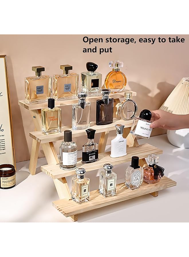 erorex 4 Tier Wooden Display Riser Step Perfume Organizer Versatile Display Stand Shelf For Fragrance Skincare Figurine Dessert Use For Vanity Tabletop Cabinet - Image 3