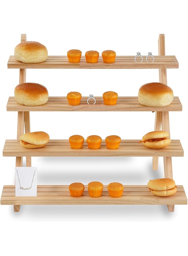 erorex 4 Tier Wooden Display Riser Step Perfume Organizer Versatile Display Stand Shelf For Fragrance Skincare Figurine Dessert Use For Vanity Tabletop Cabinet - Image 1