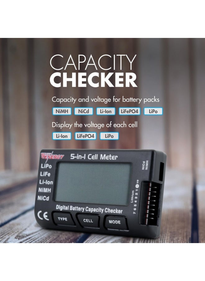 Tenergy - Tenergy 5-In-1 Battery Meter, Intelligent Cell Meter Digital Battery Checker Battery Balancer For Lipo / Lifepo4 / Li-Ion/Nicd/Nimh Battery Packs - Image 1