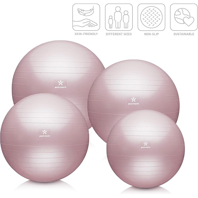 BODYMATE Gymnastikball Sitzball Trainingsball Mit Gratis E-Book Inkl. Luft-Pumpe, Ball Fr Fitness, Yoga, Gymnastik, Core Training, Fr Starken Rcken Als Bro-Stuhl - Image 2