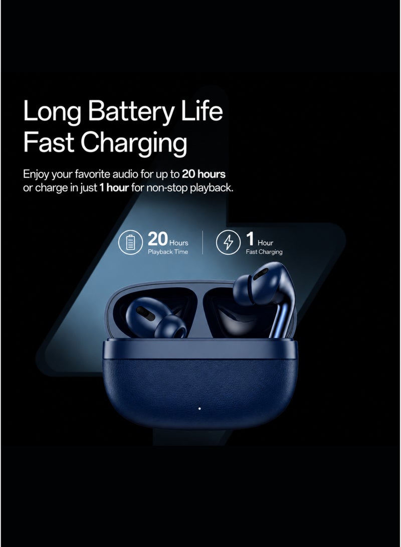Bestrio ST23 Bluetooth 5.4 True Wireless Earbuds | ENC Noise Reduction | Hi-Fi Stereo Sound | IP55 Water Resistant | Touch Control | 20 Hours Playback | Fast Charging | USB-C | Blue - Image 3