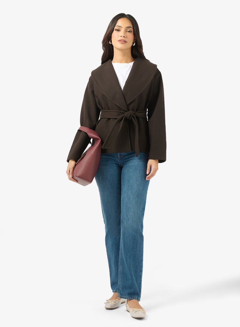 فيرو مودا معطف بياقة  مع حزام - Image 4