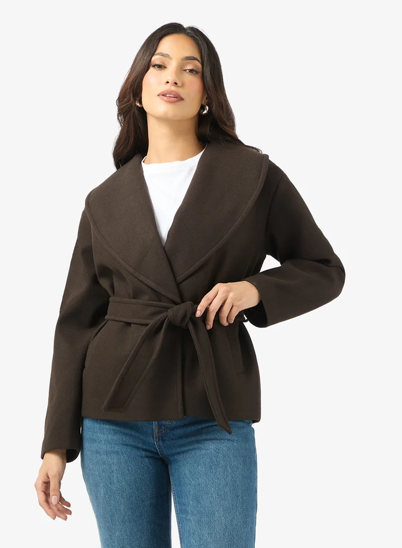 V Neck Coat With Belt