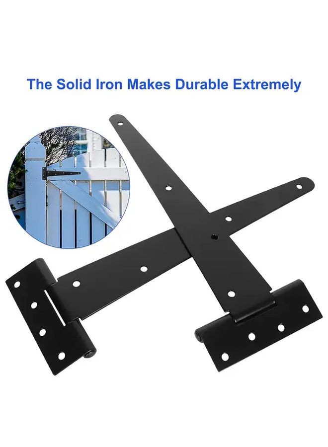 10 Inch Heavy Duty T Hinges With Brackets 6 Packs Rust Resistant Black Metal Door Hinges For Gates - Image 4