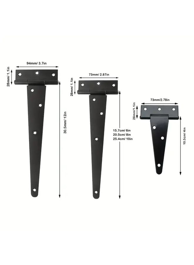 10 Inch Heavy Duty T Hinges With Brackets 6 Packs Rust Resistant Black Metal Door Hinges For Gates - Image 3