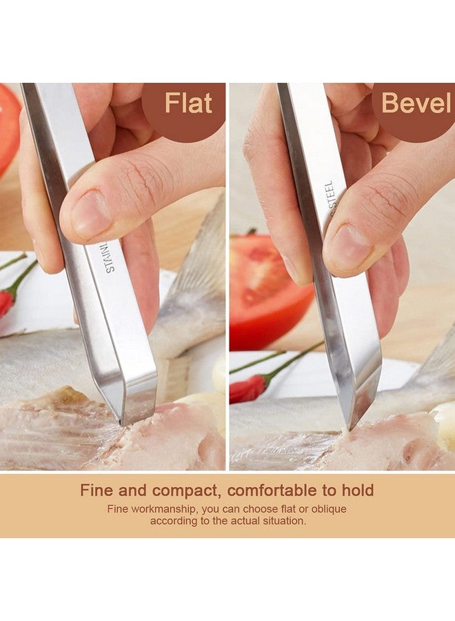 SelfTek 5Pack Fish Bone Tweezers Set Stainless Steel Cooking Tweezers Precision Tongs Serrated Tips, Flat and Slant Fish Bone Pliers for Cooking Sea Food Styling Utensils Medical Beauty - Image 5