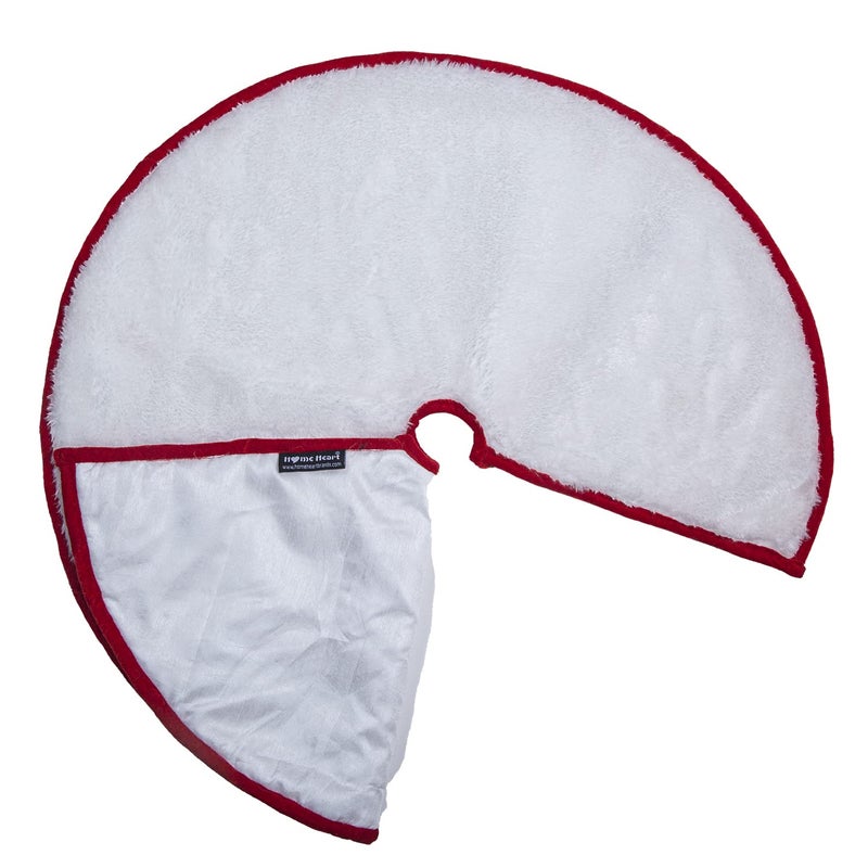 HOME HEART HOME HEART 24 INCH Round Christmas Tree Skirt Snowy White Plush Velvet Double Layer 5731S - Image 4