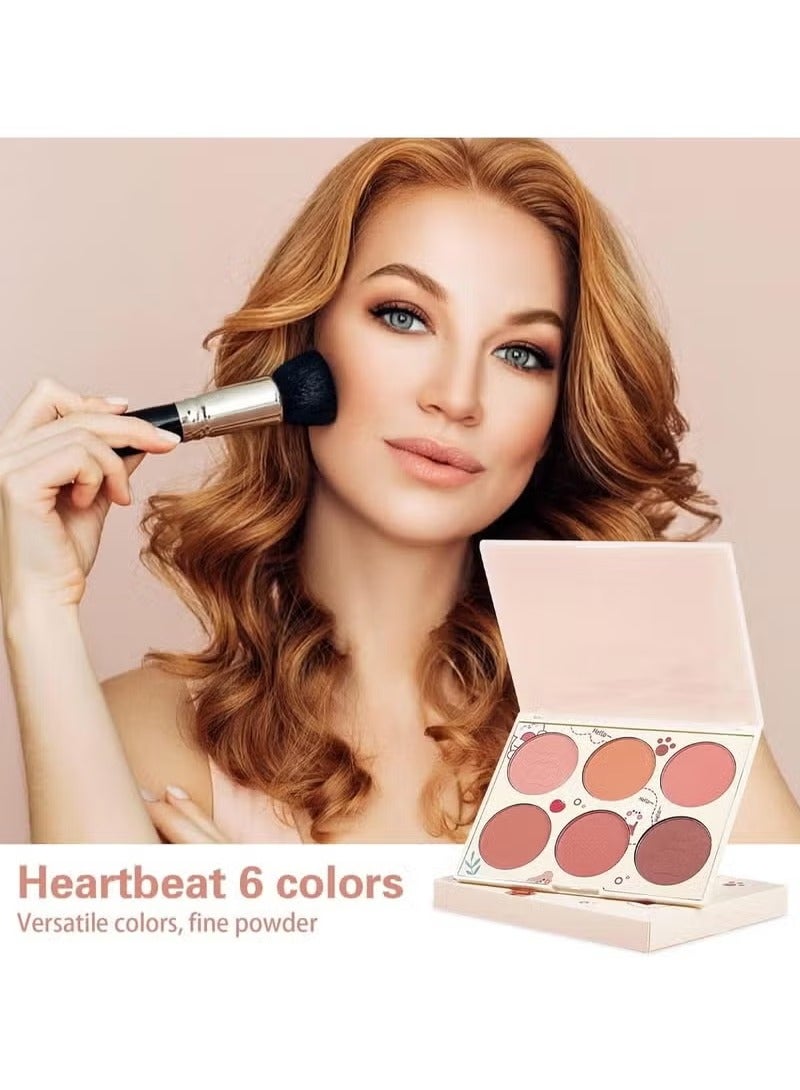 كيس بيوتي أحمر خدود , 6 لون لؤلؤيّ أحمر خدود مسحوق ساطع أحمر خدود مخطط ويبرز وجه جمال مستحضر تجميل أحمر خدود متوهجة - Image 2