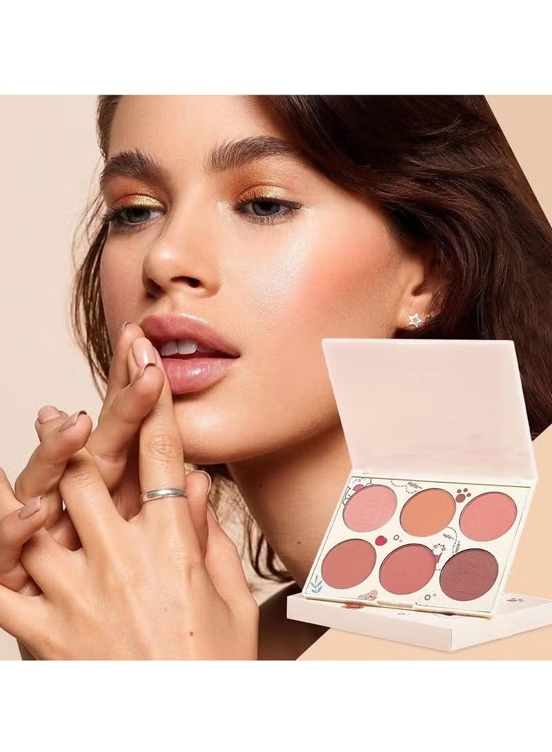 كيس بيوتي أحمر خدود , 6 لون لؤلؤيّ أحمر خدود مسحوق ساطع أحمر خدود مخطط ويبرز وجه جمال مستحضر تجميل أحمر خدود متوهجة - Image 3