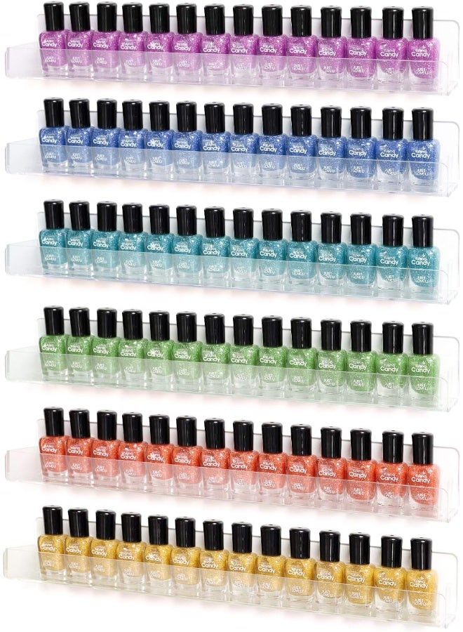 TPGP 6 Tiers Acrylic Nail Polish Organiser Shelf Wall Mount Storage Display Stand Rack For Nail Polish Essential Cosmetic/Makeup Storage Perfume Holder Up to 90 Bottles - Image 1