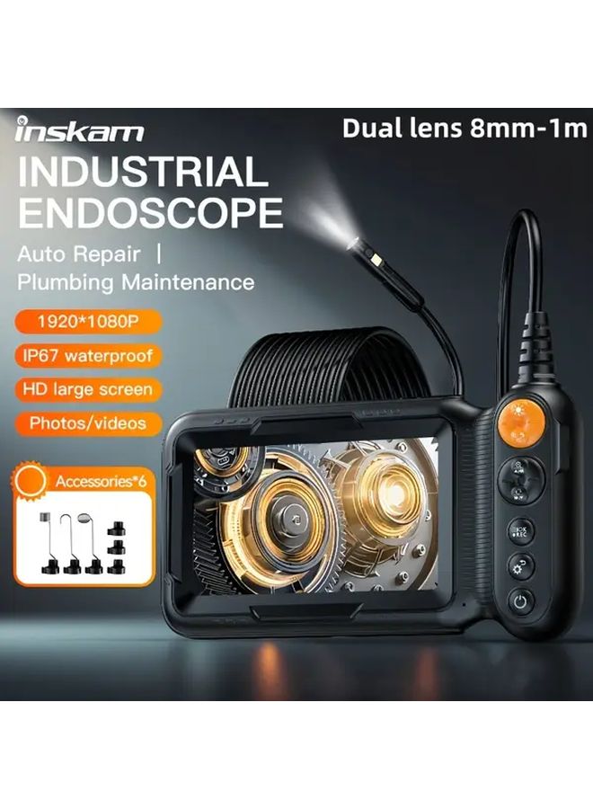 Industrial Endoscope Dual Lens 8mm Camera 39 37inch HD Screen IP67 Waterproof - Image 1