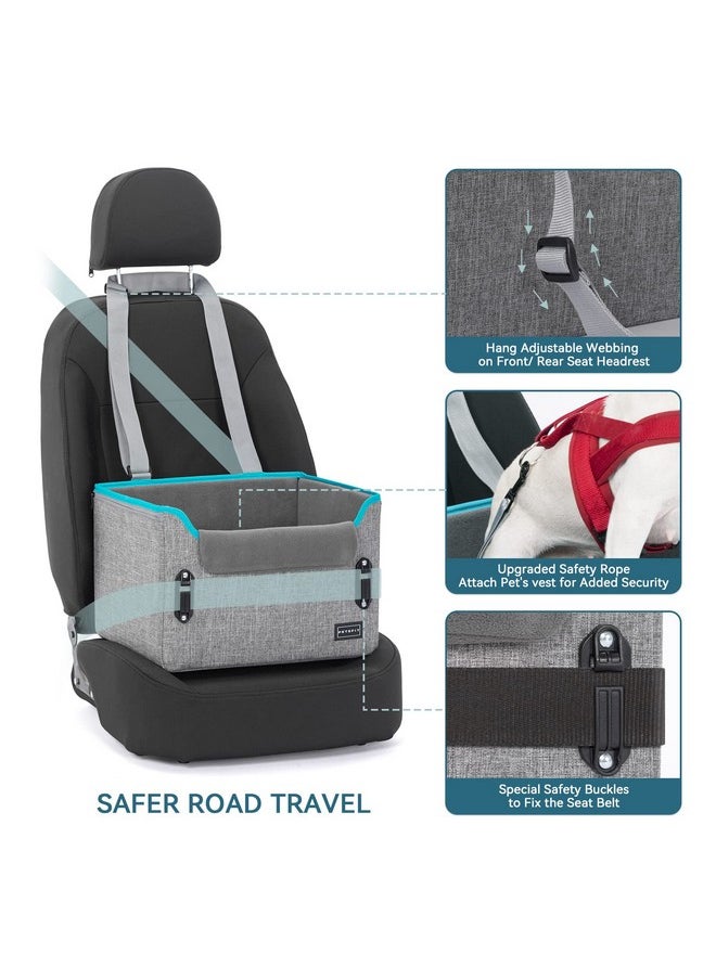 Petsfit Dog Car Seats For Small Dogs, Portable Dog Booster Car Seat With Patent Safe Buckles, ClipOn Leash, Suitable For Small Pets Up To 25Lbs (Grey)  - Image 3
