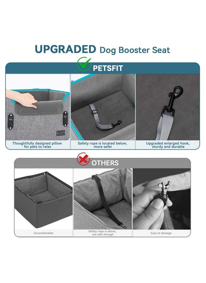Petsfit Dog Car Seats For Small Dogs, Portable Dog Booster Car Seat With Patent Safe Buckles, ClipOn Leash, Suitable For Small Pets Up To 25Lbs (Grey)  - Image 4