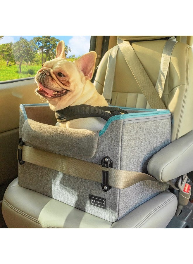Petsfit Dog Car Seats For Small Dogs, Portable Dog Booster Car Seat With Patent Safe Buckles, ClipOn Leash, Suitable For Small Pets Up To 25Lbs (Grey)  - Image 1