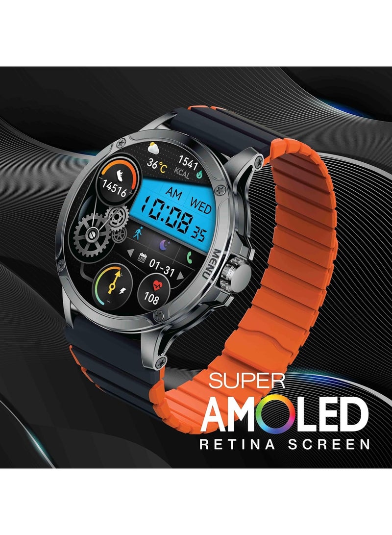 Maxwell MW Alpha Smart Watch, 40 Days Standby Time, Dial/Answer Calls, SMS BT5.2, IP68 Waterproof, Super AMOLED Retina Screen, 100+ Sports Mode, Compatible with iOS & Android, Unisex (Black/Orange) - Image 5