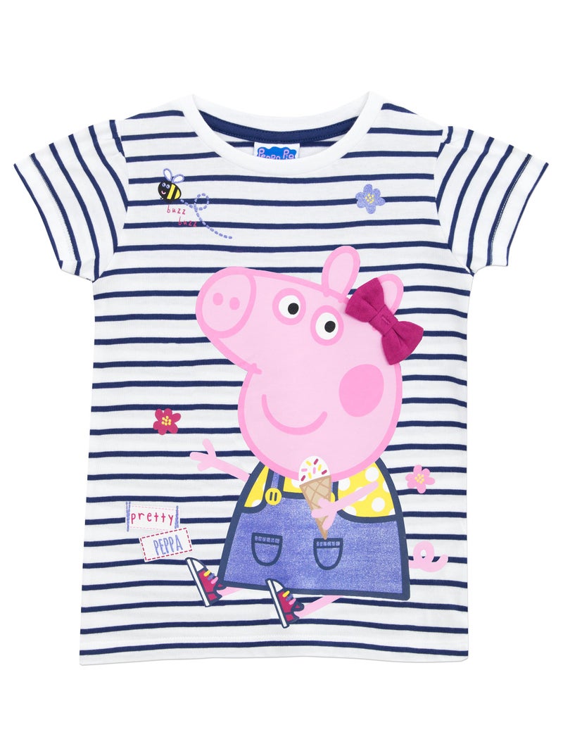 Peppa Pig Girls T-Shirt 3T White - Image 1