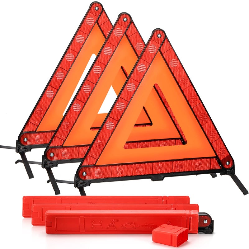 Fasmov 3 Pack Triangle Warning Frame Triangle Emergency Warning Triangle Reflector Safety Triangle Kit Emergency Triangle for Vehicles Car Road Reflective Kit