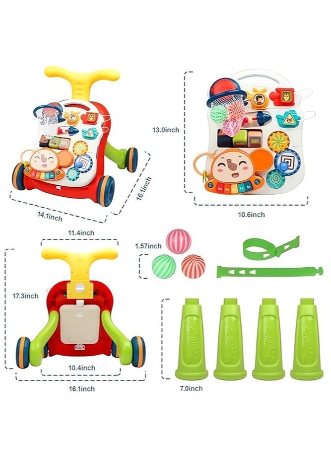 LO.BABY.VE - 2-In-1 Multifunctional Sit-To-Stand Early Educational Child Activity Center Learning Baby Walker With Removable Play Panel, Music Learning Toy - Image 1