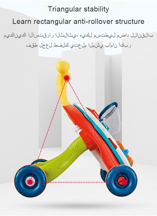 LO.BABY.VE - 2-In-1 Multifunctional Sit-To-Stand Early Educational Child Activity Center Learning Baby Walker With Removable Play Panel, Music Learning Toy - Image 1