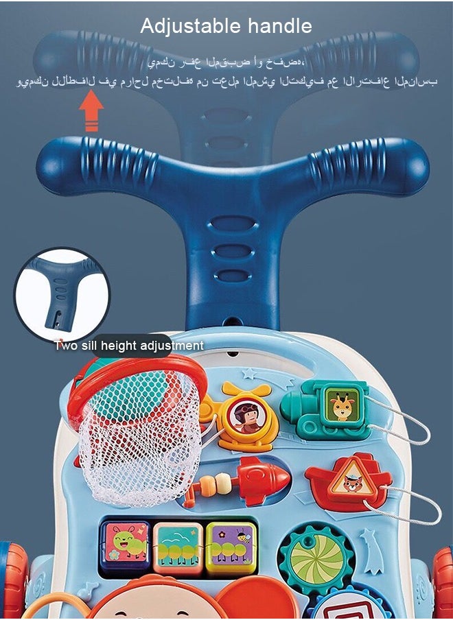 LO.BABY.VE - 2-In-1 Multifunctional Sit-To-Stand Early Educational Child Activity Center Learning Baby Walker With Removable Play Panel, Music Learning Toy - Image 1