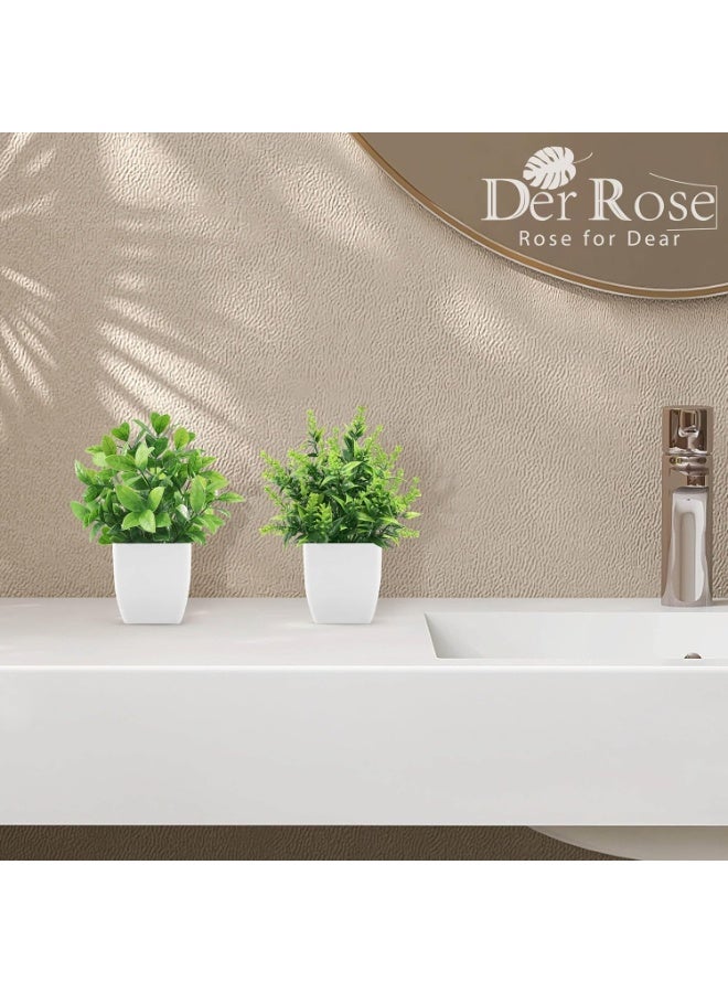 Der Rose طقم من 2 نباتات صناعية صغيرة من Der Rose – نباتات خضراء مزيفة في أصص للديكور الداخلي للمكتب، المنزل، غرفة النوم، الحمام والمزرعة - Image 2