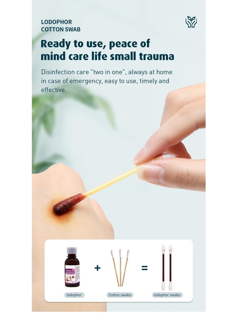 Be a better mom Medical Disposable Cotton Swabs Iodine Individually Iodophor Swabs Outdoor Supplies Packaged Cotton Swabs Iodine Swabs for Wound Treatment - Image 2