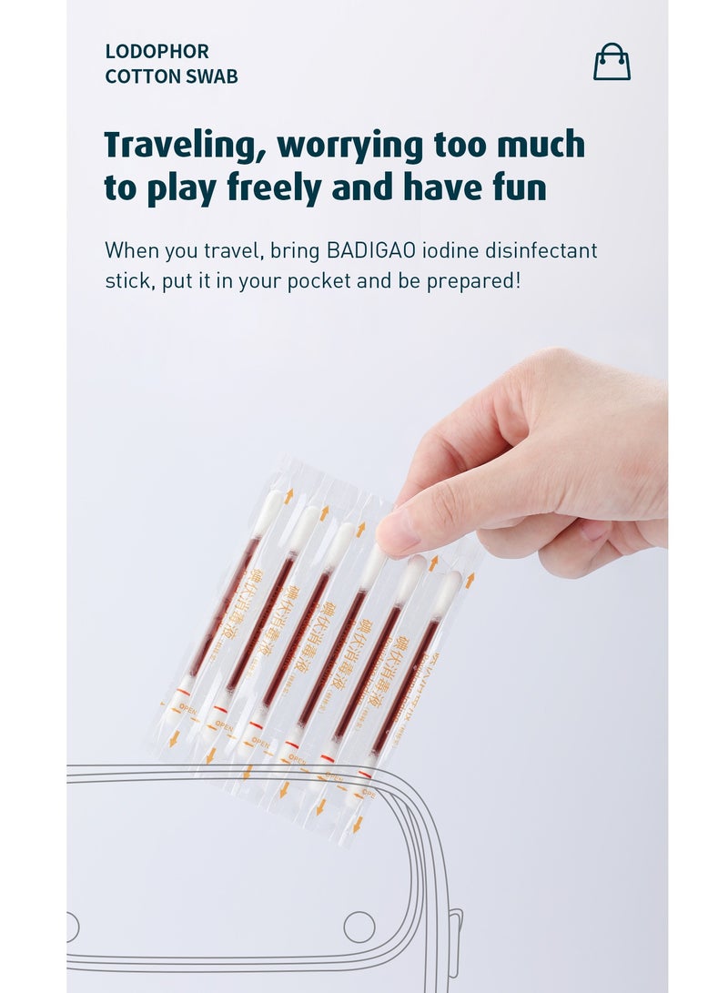 Be a better mom Medical Disposable Cotton Swabs Iodine Individually Iodophor Swabs Outdoor Supplies Packaged Cotton Swabs Iodine Swabs for Wound Treatment - Image 3