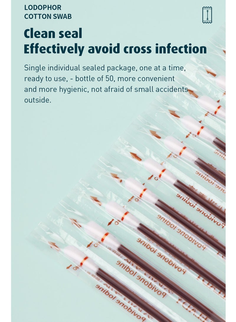 Be a better mom Medical Disposable Cotton Swabs Iodine Individually Iodophor Swabs Outdoor Supplies Packaged Cotton Swabs Iodine Swabs for Wound Treatment - Image 5