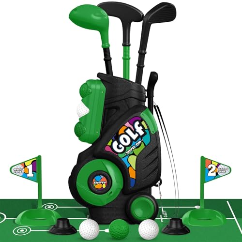 Liberry Toddler Golf Set for Boys Girls Age 2 3 4 Kids Golf Cart with Putting Mat Outdoor Indoor Sports Toys Birthday Gifts Black - Image 1