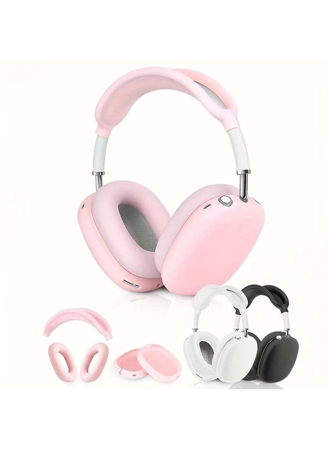 Pink Silicone Headphone Protective Case Soft Shell Cover 3pcs Set for Max Wireless Earbuds - Image 2