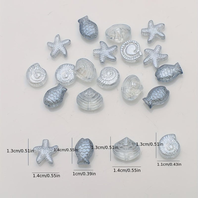Transparent White Sea Star Shell Pendant Earring Necklace Additions 20 Pcs - Image 4