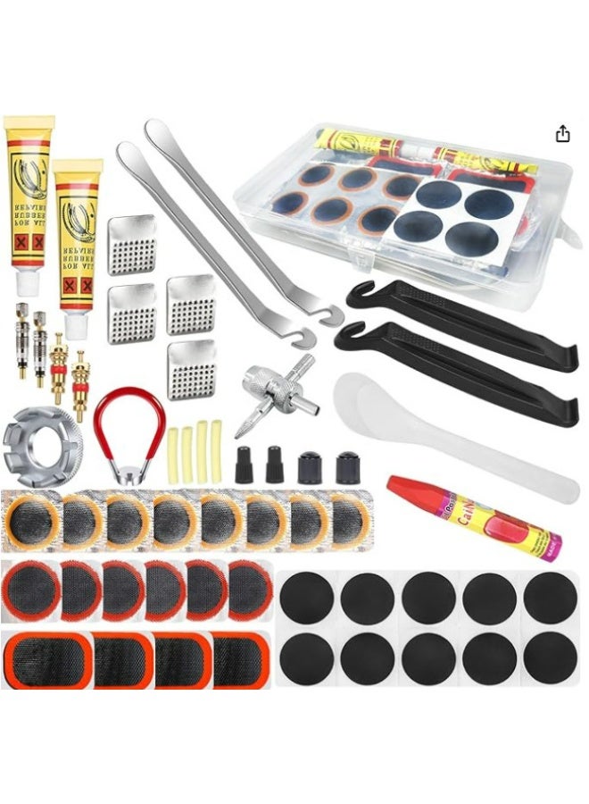 Arabest Bike Tire Repair Kit 43 PCS, Bicycle Inner Tube Puncture Patch Kits with 30 PCS Vulcanizing Parches, Metal Tire Lever & Rasp, Portable Bike Tire Patch Kit for MTB, Road Bike - Image 1