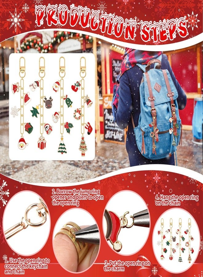 AUGSUN 189Pcs Christmas Keychain Making Kit, Charm Making Crafts Including 60 Christmas Charms 12 Keychain Clips Hooks 15 Extender Chains 100 Jump Ring and Jewelry Plier for Holiday Gifts - Image 3