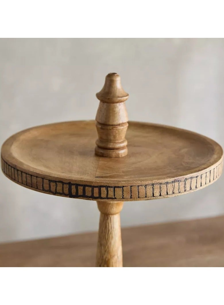 Home Box Earthy Vibe 2-Tier Wooden Cake Stand - 30 cm  - Image 3