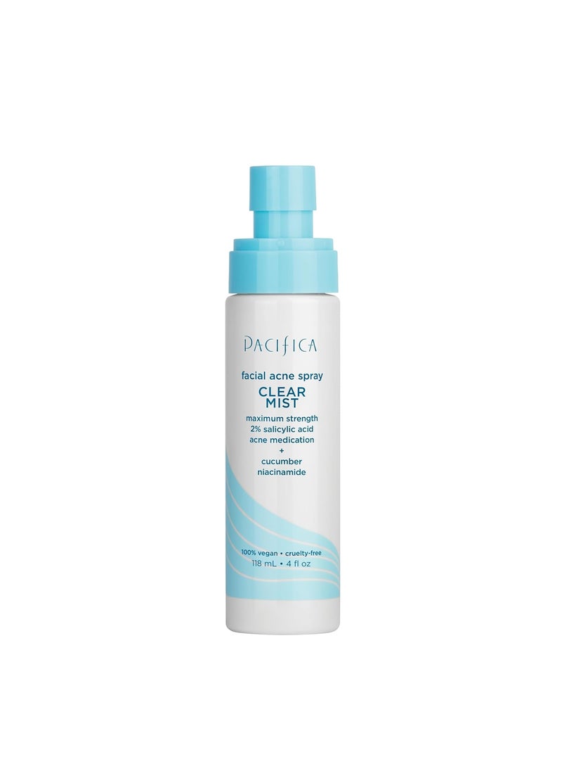 Pacifica Pacifica Facial Spray for Acne Treatment  Clear Face Mist Acne Spray w 2 Salicylic Acid Niacinamide  Aloe  Acne Cleanser  Targets Bacteria for Teens  Adults Vegan Clean Dermatologist Tested 