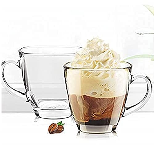 KOSH Crystal Clear Glass Cup Tea, Coffee, Milk, Cappuccino Mugs with Handles for Hot Jumbo Green Tea Cup, Soup Bowl Multi-Purpose Mug Set, 120ml Transparent (Pack of 2) (Square Cup) - Image 1