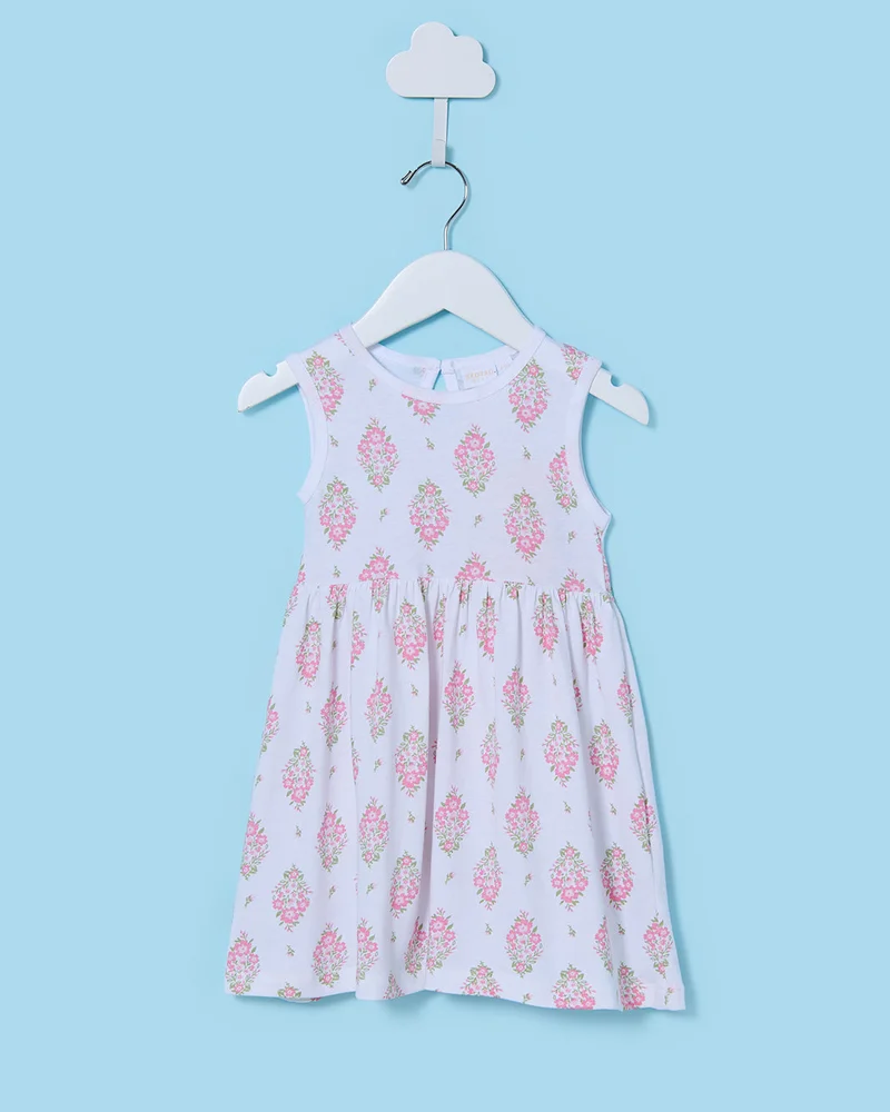 Redtag Infant Girls Pink and White Sleeveless Dresses (Pack of 2)