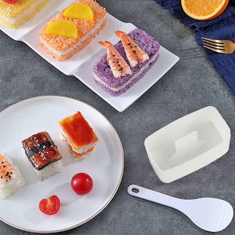 AYCCNH 1 Pack Non Stick Musubi Maker Press with Small Rice Paddle, Sushi Making Kit Onigiri Mold Luncheon Meat Press Hawaiian Musubi Maker Mold (White) - Image 2