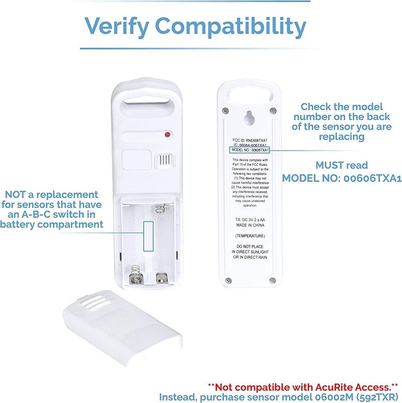 Acurite Wireless Indoor Outdoor Temperature Sensor (06009RMA1 / 606TXA1) - Image 3