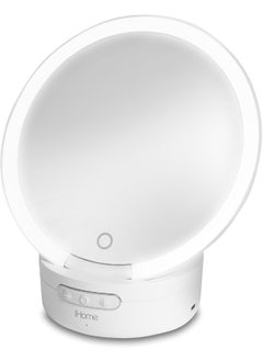 iHome Makeup Mirror with Lights and Bluetooth Speaker, Travel Mirror is Portable and Rechargeable – White (iCVBT9W.EXv24)