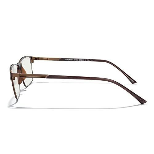 MERRY'S Fashion Blue Light Blocking Glasses - Reading Glasses Metal Frame Spring Hinge Readers for Men Eyeglasses - Image 3