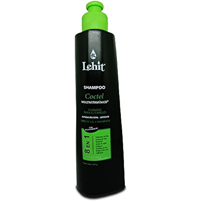 Lehit Champu Coctel 8 en 1 Multivitaminico Repolarizador Cuidado Cabello Reparacion Total AntiCaida No Sal Provitamina B5 | Shampoo Repolarizer Cocktail for Hair Care Repair No Parabens 10.1oz-300ml